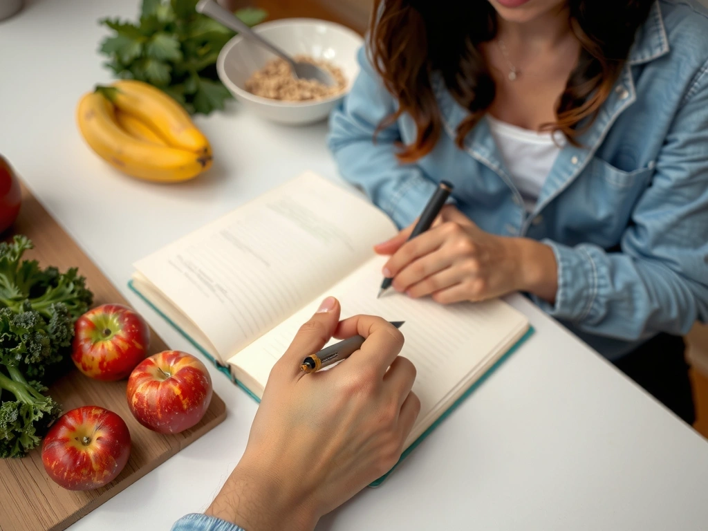 Eine Person, die ein Ernährungstagebuch führt