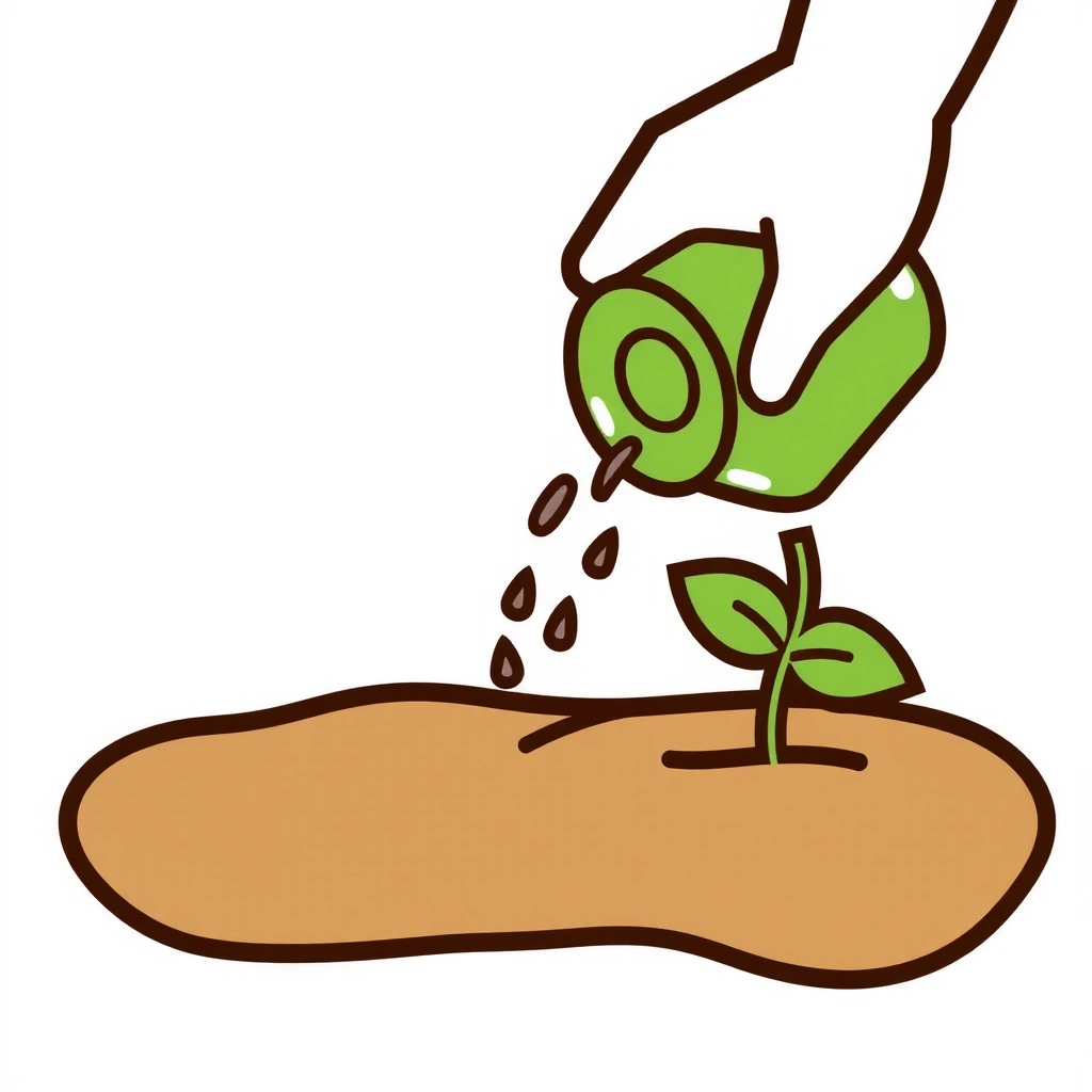 Hand, die eine Pflanze gießt, symbolisiert Unterstützung und Wachstum.